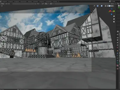 game ready medieval scene UV-unwrapped Low-poly 3D model