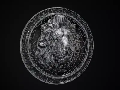 Lowpoly Lion Head Buckle  Free low-poly 3D model