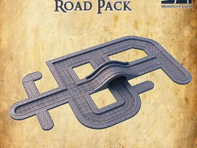 Modular Paved Road Tabletop Terrain 28 MM 3D print model