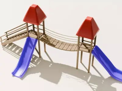 Playground castle with a slide Low-poly 3D model