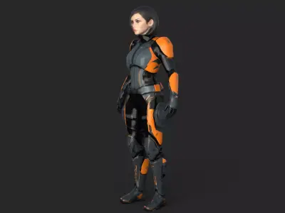 Futuristic Girl Low-poly 3D model