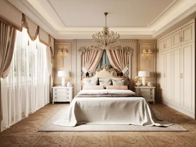 French Style Bedroom 3D Model 3D model