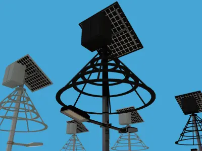Road urban street light 3D model Solar battery IES Low-poly 3D model