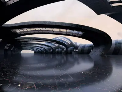 Parametric Modern Passage - Architectural Background- V2U6 Low-poly 3D model