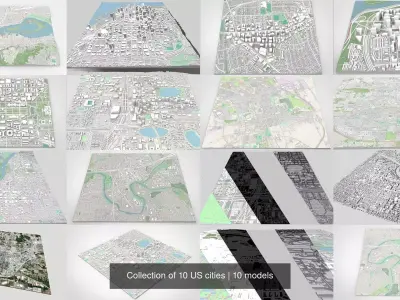 Collection of 10 US cities 3D Model Pack