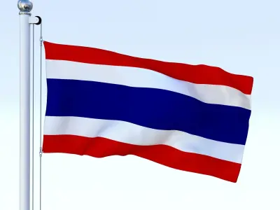 Animated Thailand Flag Low-poly 3D model
