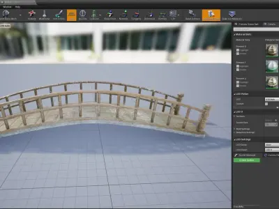 The simple bridge wood Low-poly 3D model