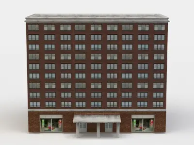 Apartment building Low-poly 3D model 4