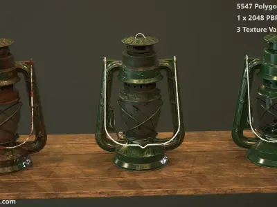 Oil Lantern - 3 texture variations  Low-poly 3D model