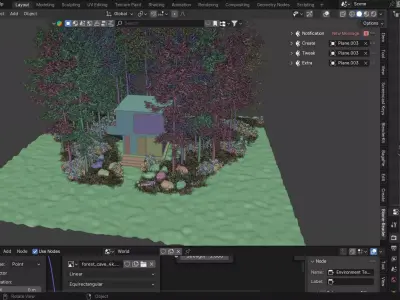 Modern Forest Cabin Exterior Visualization Scene Low-poly 3D model