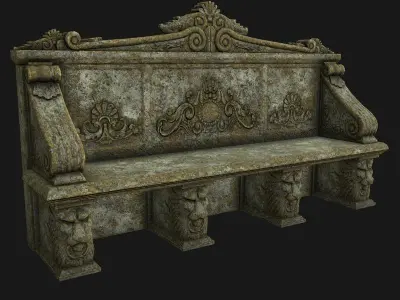 Stone Bench PBR Low-poly 3D model