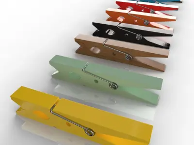 CLOTHES PEGS Low-poly 3D model