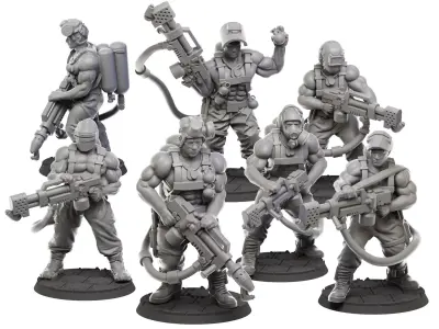 Flammer two figures with guns 3D print model