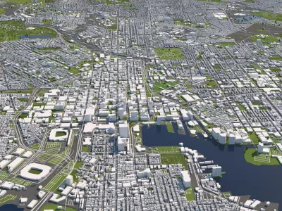 Baltimore 50x50km City Map Model 3D model