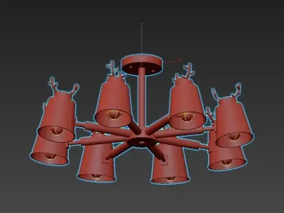 deer b ceiling light with lamps 3D model