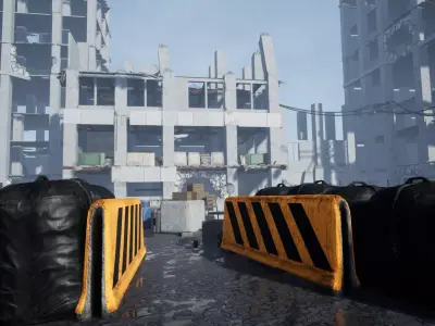 Destroyed building Kit Low-poly 3D model