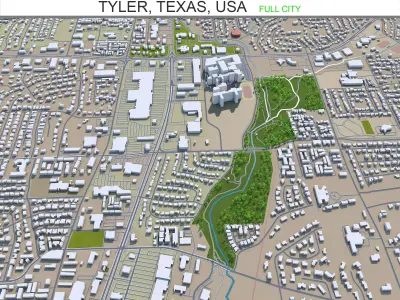Tyler Texas USA 35km Low-poly 3D model