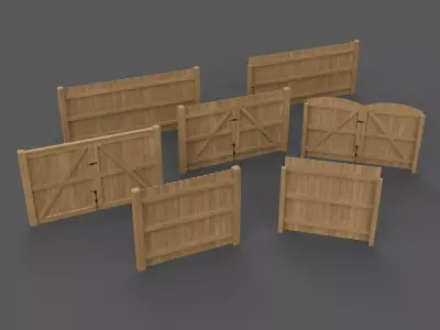 PBR Wood Chain Link Fence For Court D Low-poly 3D model
