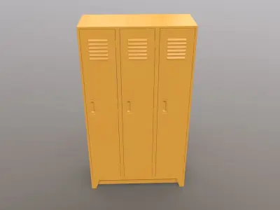 PBR School Gym Locker 08 - Yellow Low-poly 3D model