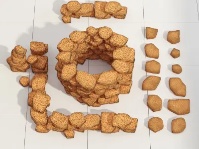 Collection stone decor exsterer 3D model