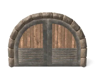 Medieval Fortified Wooden Door  Low-poly 3D model
