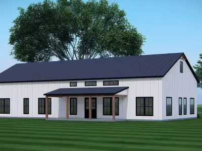 Modern American Barn House with Garage Exterior Architectural  3D model