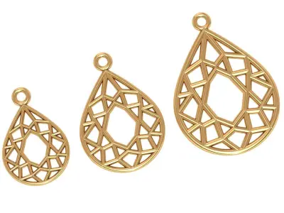 16 Plain Gold Wire Mesh Pendant Necklace 3dm model Pack 3D print model