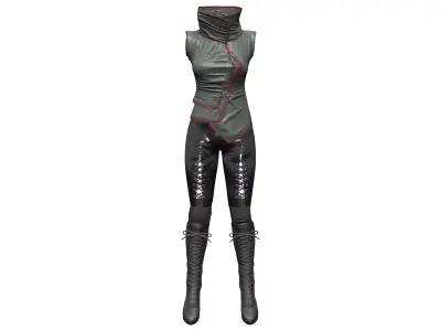 Dystopian Futuristic Sci-fi Outfit Top Pants Boots Low-poly 3D model
