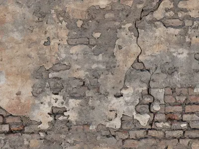 Old Damaged Brick Wall PBR  Texture