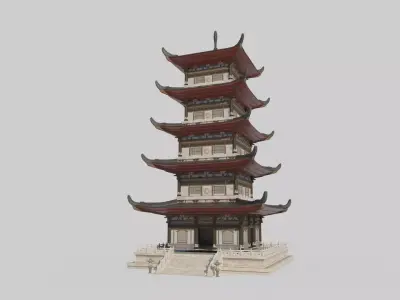 Ancient Asian Architectural Pagodas 3D model