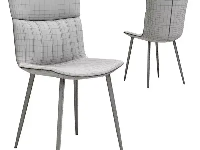 Modern upholstered faux leather dining chair Low-poly 3D model