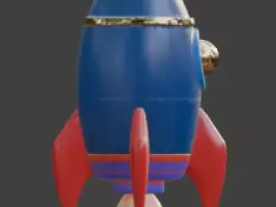 Stylized 3D Cartoon Fireworks Rocket Low-poly 3D model