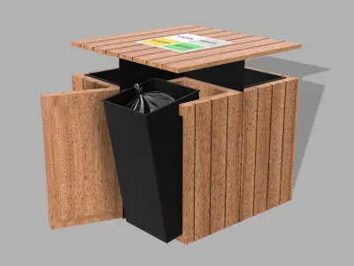 Outdoor Waste Recycling Bin Free low-poly 3D model