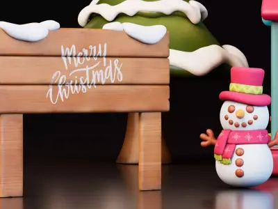 Christmas Cartoon Village Low-poly 3D model