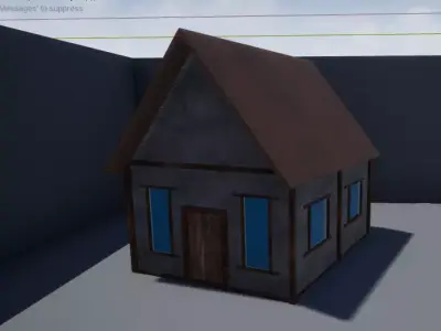 Low Poly Home house with windows Low-poly 3D model