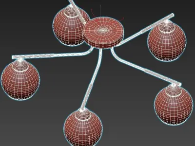 hiper-tommy-h181-5 five light ceiling fixture with glass globes 3D model