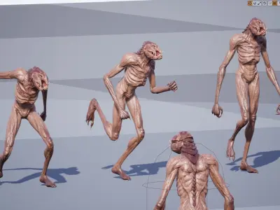 Mutant S game character Low-poly 3D model