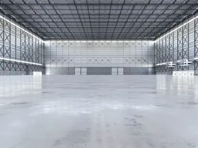 Airplane Hangar Hall Interior 3b Low-poly 3D model