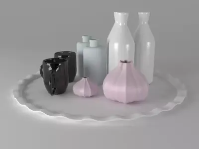 Vases Collection on tray 3D model