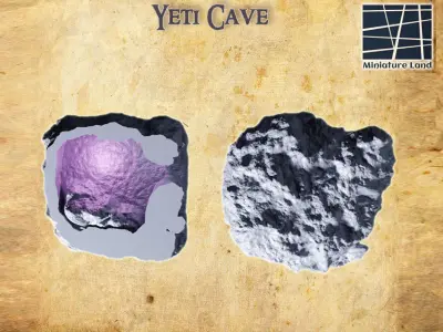 Yeti Cave Tabletop Terrain 28 MM 3D print model
