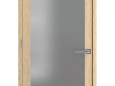 Door-020 wooden door with glass panel 3D model