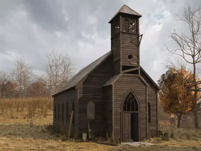 Abandoned Church Low-poly 3D model