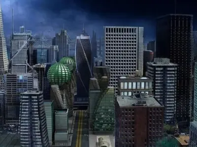 Futuristic Downtown Anchorage Alaska from 2040 Low-poly 3D model