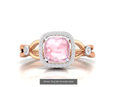 9 Pink  Pendant Earrings Ring 3dm stl render details 3D Model Pack