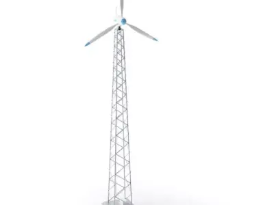 White Metal Wind Turbine 38951 3D model