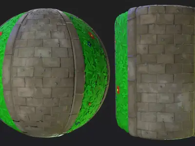 Stylized Stone Pavers With Grass Texture