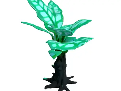 Stylized Glowing Fantasy Plant 3D Model Low-poly 3D model