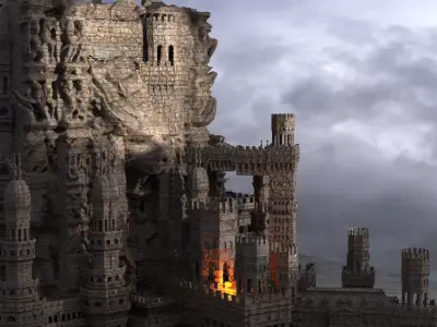 Ocean port City temple 1 Kit bash 3D model