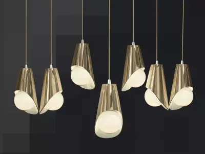 Hanging cocoons of brass and crystal 3D model