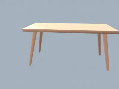 Wood Dinner Table Low-poly 3D model